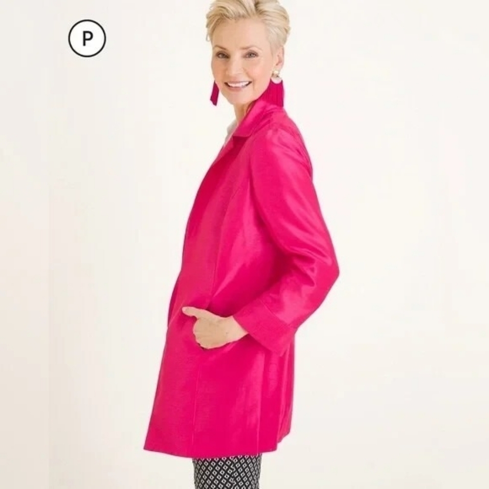 CHICO'S Subtle Shine Topper Jacket in Summer Berry Size 0 NWT